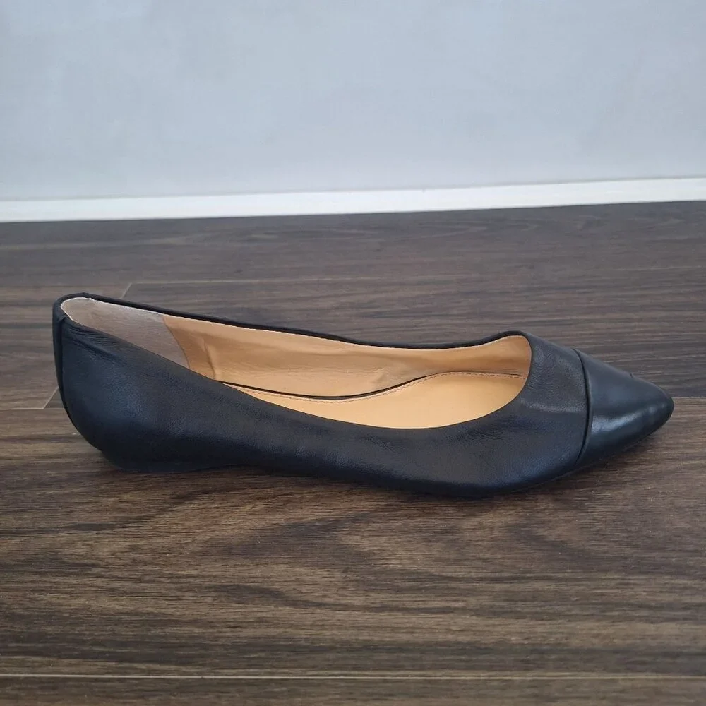 💙 Gianni Bini Leather Upper Pointed Toe Ballet Flats Size 9.5 Preppy Office Wor
